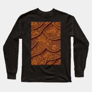 Brown Ornamental Leather Patches, natural and ecological leather print #59 Long Sleeve T-Shirt